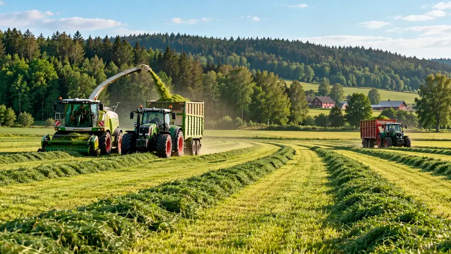 Máquinas agrícolas trabalhando no campo